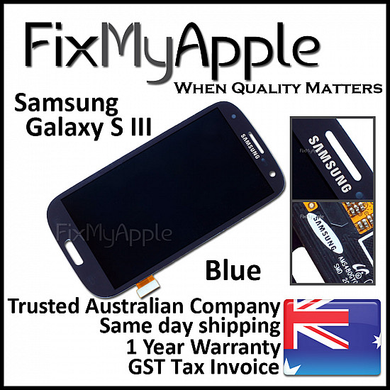 [Refurbished] Samsung Galaxy S3 i9300 LCD Touch Screen Digitizer Assembly - Blue (With Adhesive)